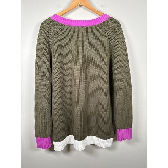 T By Talbots Color Block Cardigan Sweater Button Up Size XL Sold Out Online - Picture 6 of 9